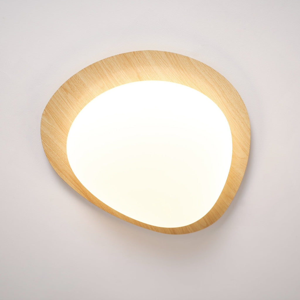 Pebble Ceiling Light | Dimmable, Walnut Wood Grain Design for Indoor Home Decor