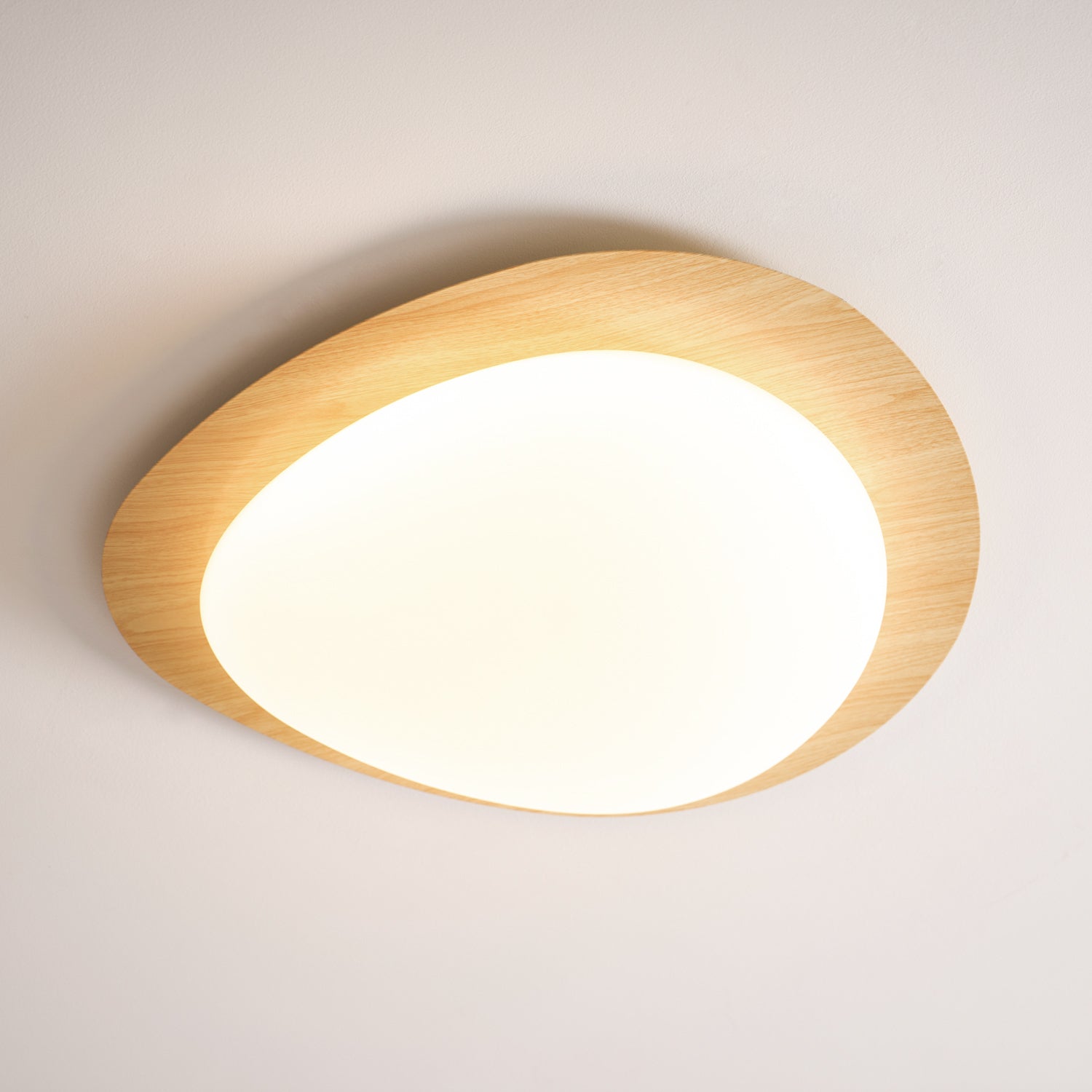 Pebble Ceiling Light | Dimmable, Walnut Wood Grain Design for Indoor Home Decor