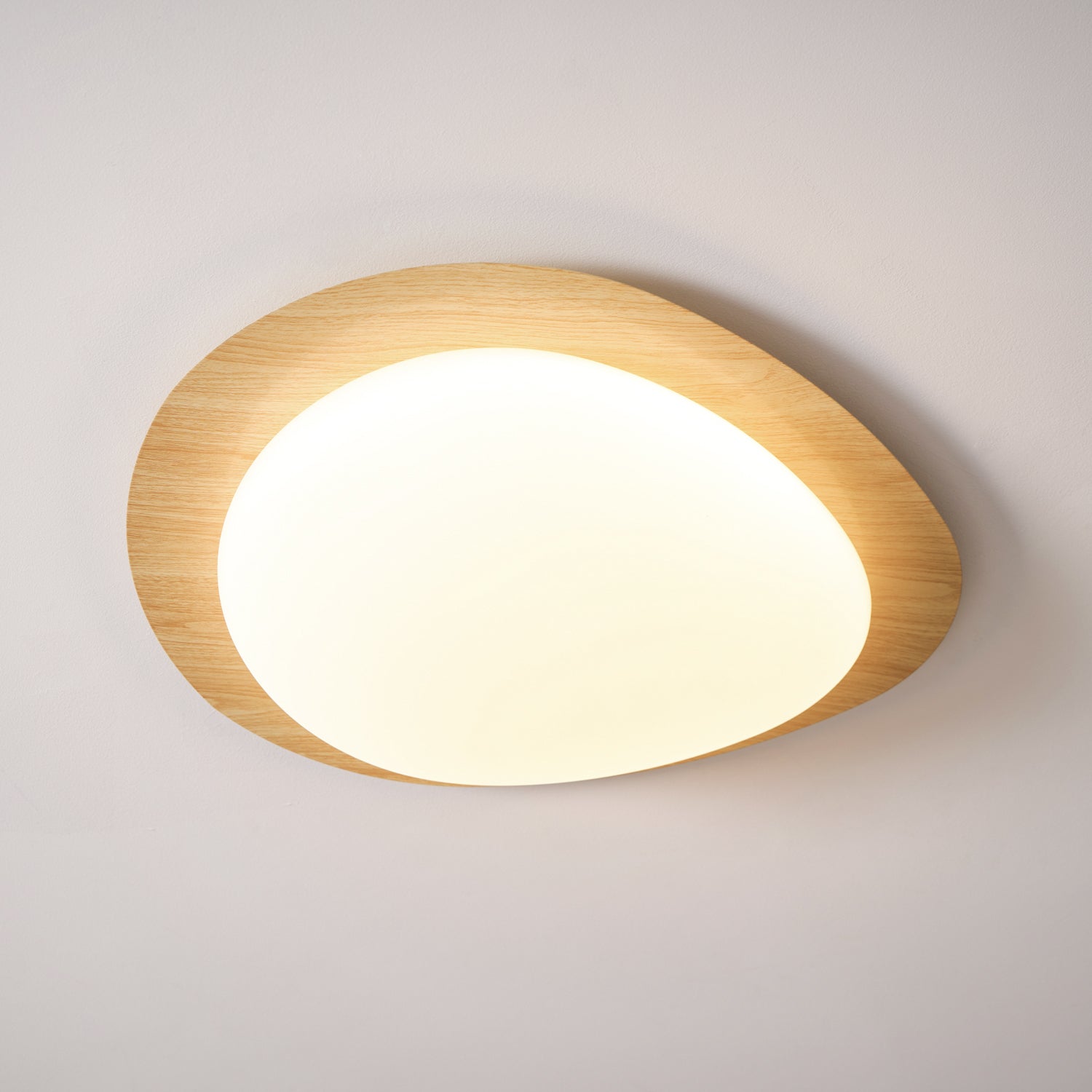 Pebble Ceiling Light | Dimmable, Walnut Wood Grain Design for Indoor Home Decor