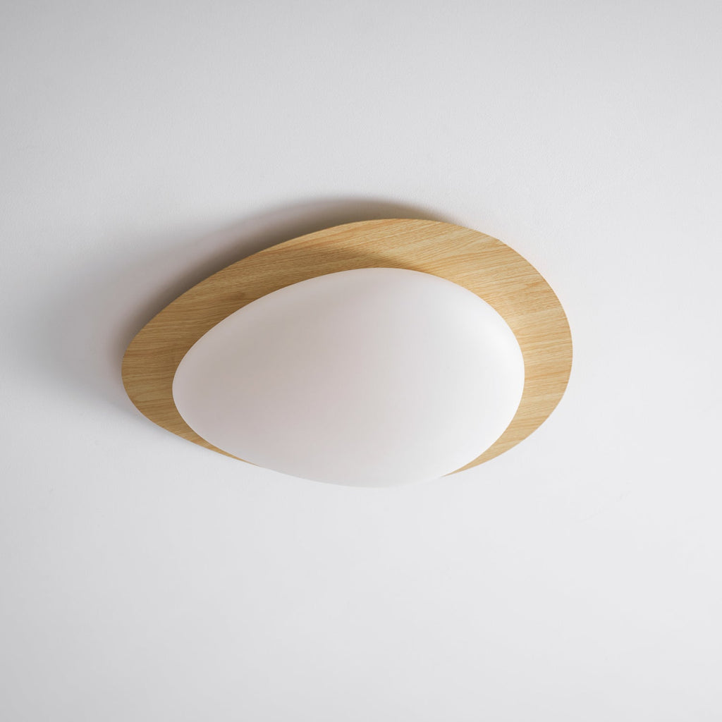 Pebble Ceiling Light | Dimmable, Walnut Wood Grain Design for Indoor Home Decor