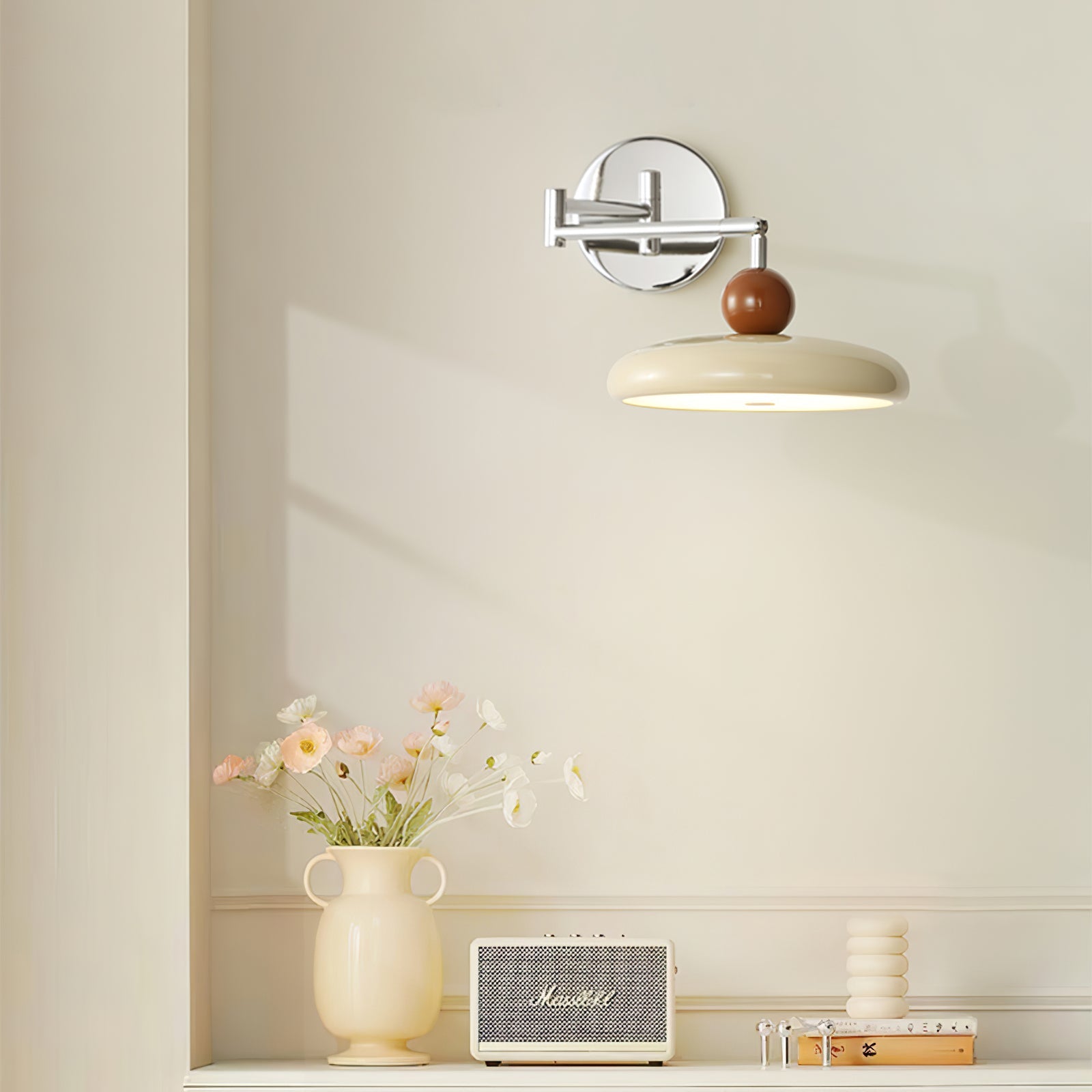 Swing Arm Wall Lamp | Metal & Acrylic, Integrated LED for Indoor Use, Warm to Cool Light Options