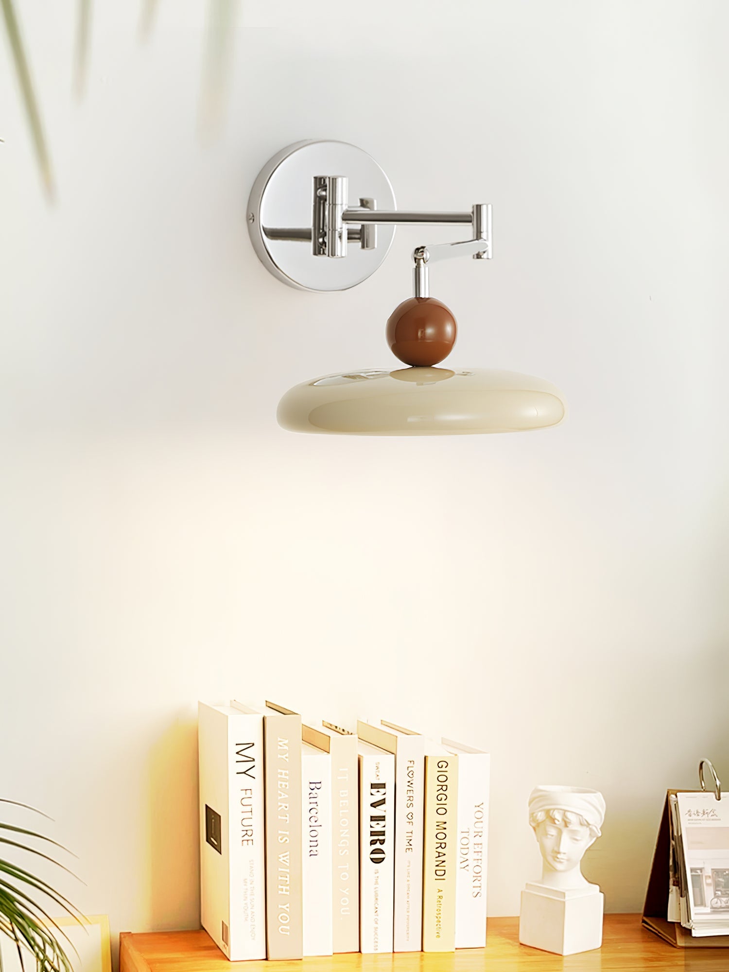 Swing Arm Wall Lamp | Metal & Acrylic, Integrated LED for Indoor Use, Warm to Cool Light Options