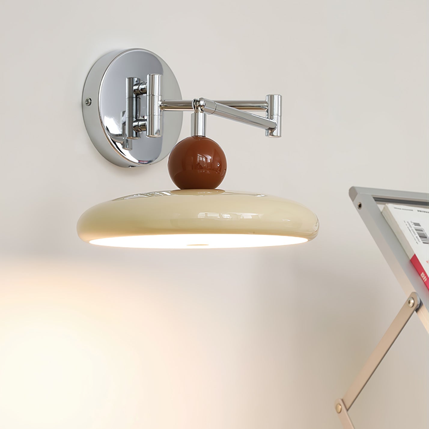 Swing Arm Wall Lamp | Metal & Acrylic, Integrated LED for Indoor Use, Warm to Cool Light Options