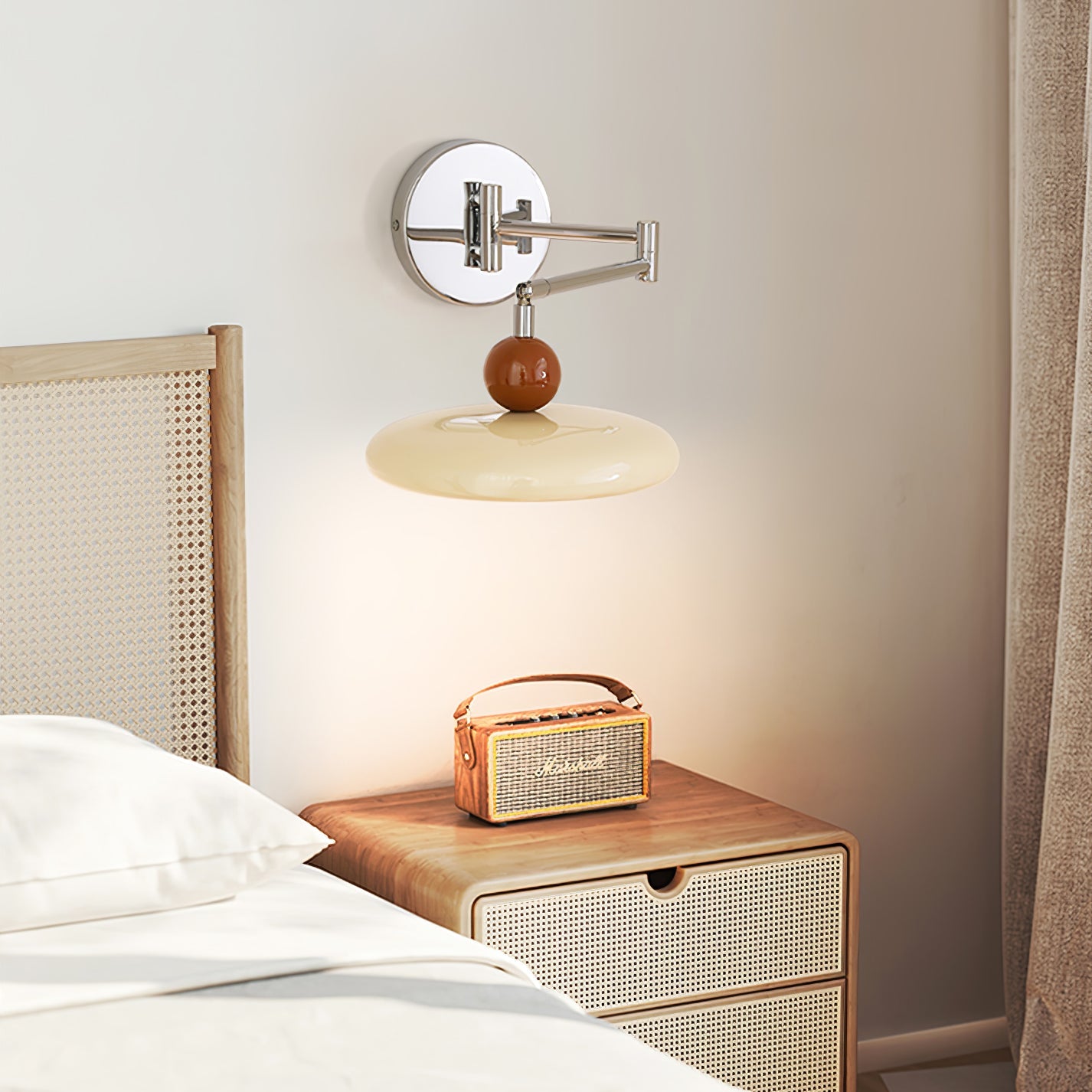Swing Arm Wall Lamp | Metal & Acrylic, Integrated LED for Indoor Use, Warm to Cool Light Options