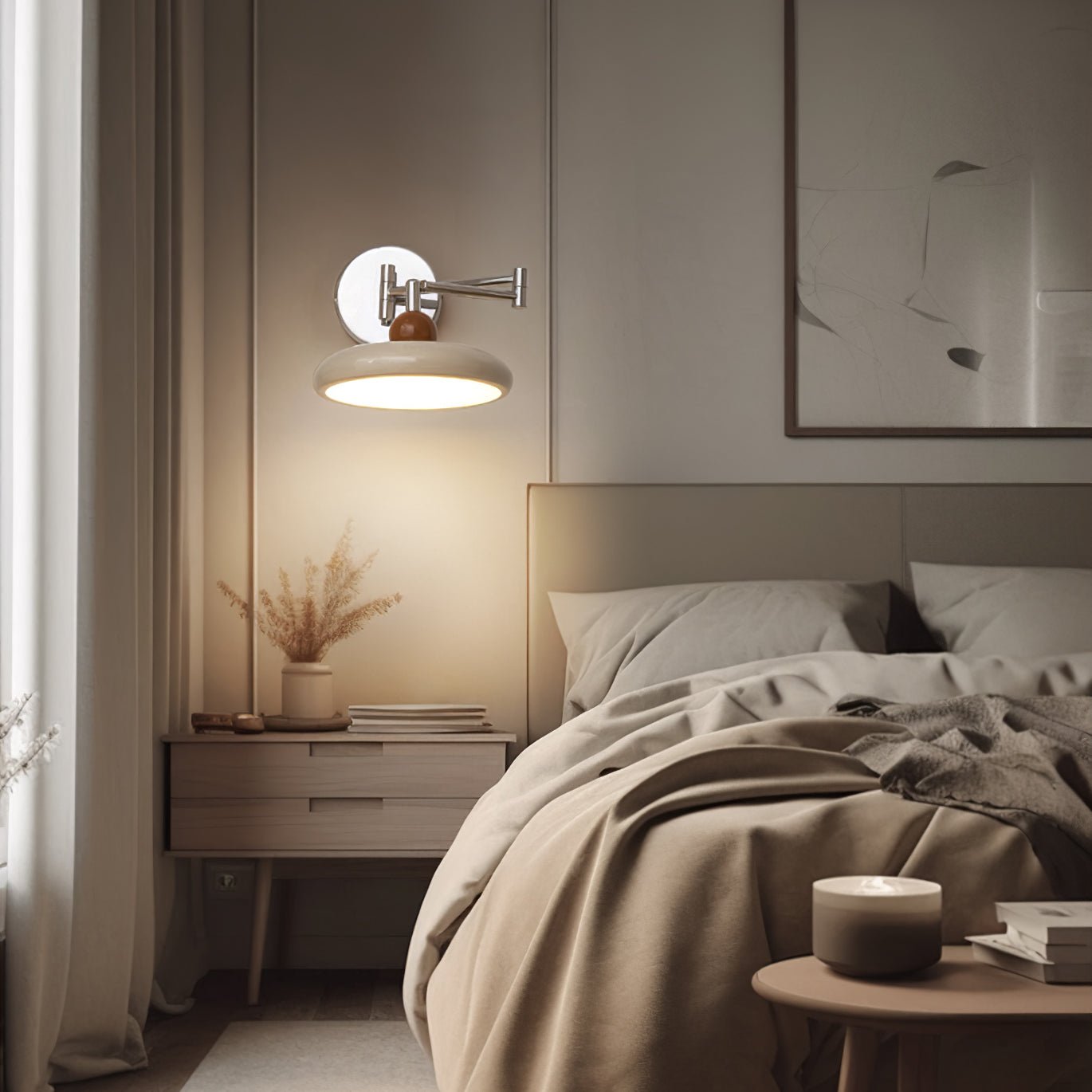 Swing Arm Wall Lamp | Metal & Acrylic, Integrated LED for Indoor Use, Warm to Cool Light Options