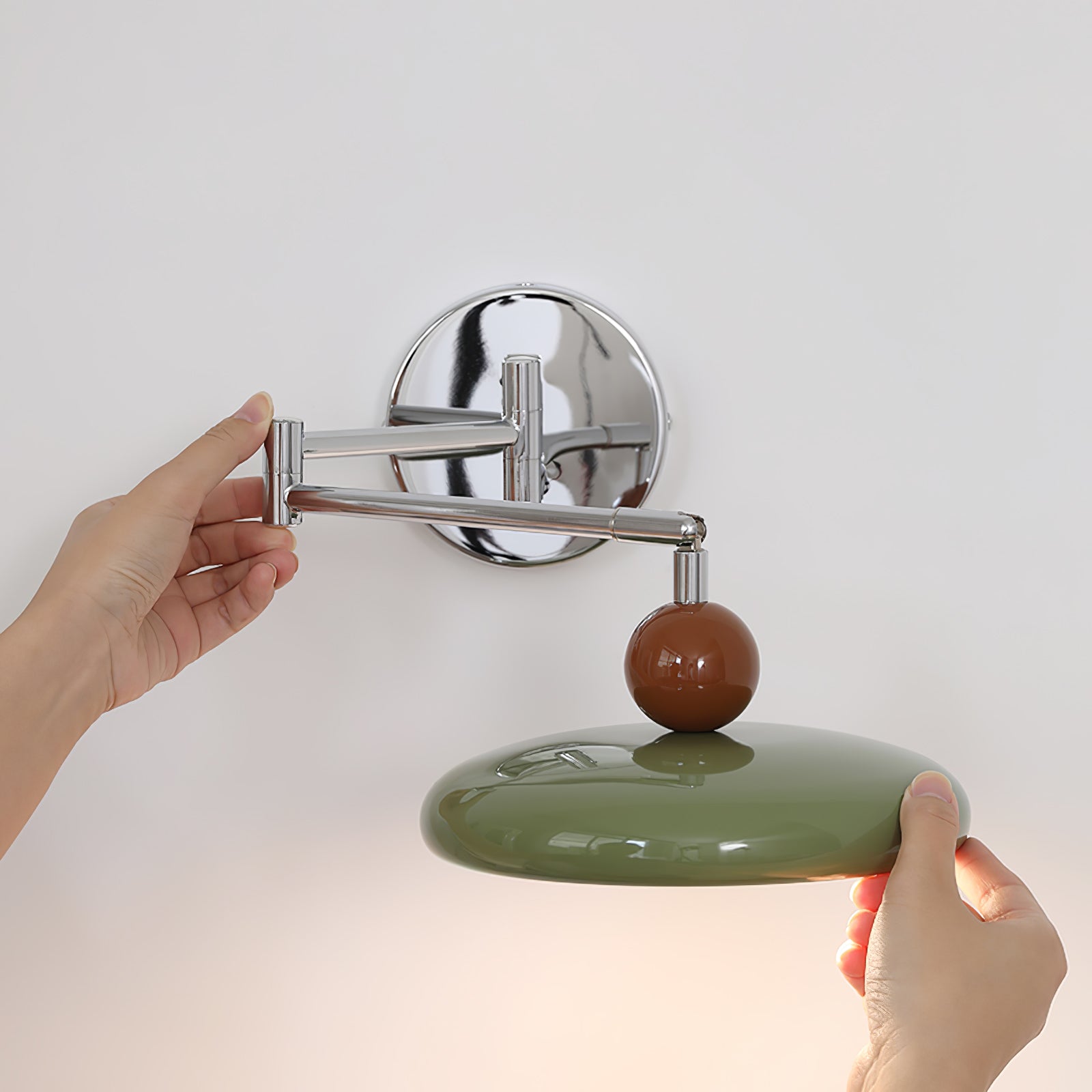 Swing Arm Wall Lamp | Metal & Acrylic, Integrated LED for Indoor Use, Warm to Cool Light Options