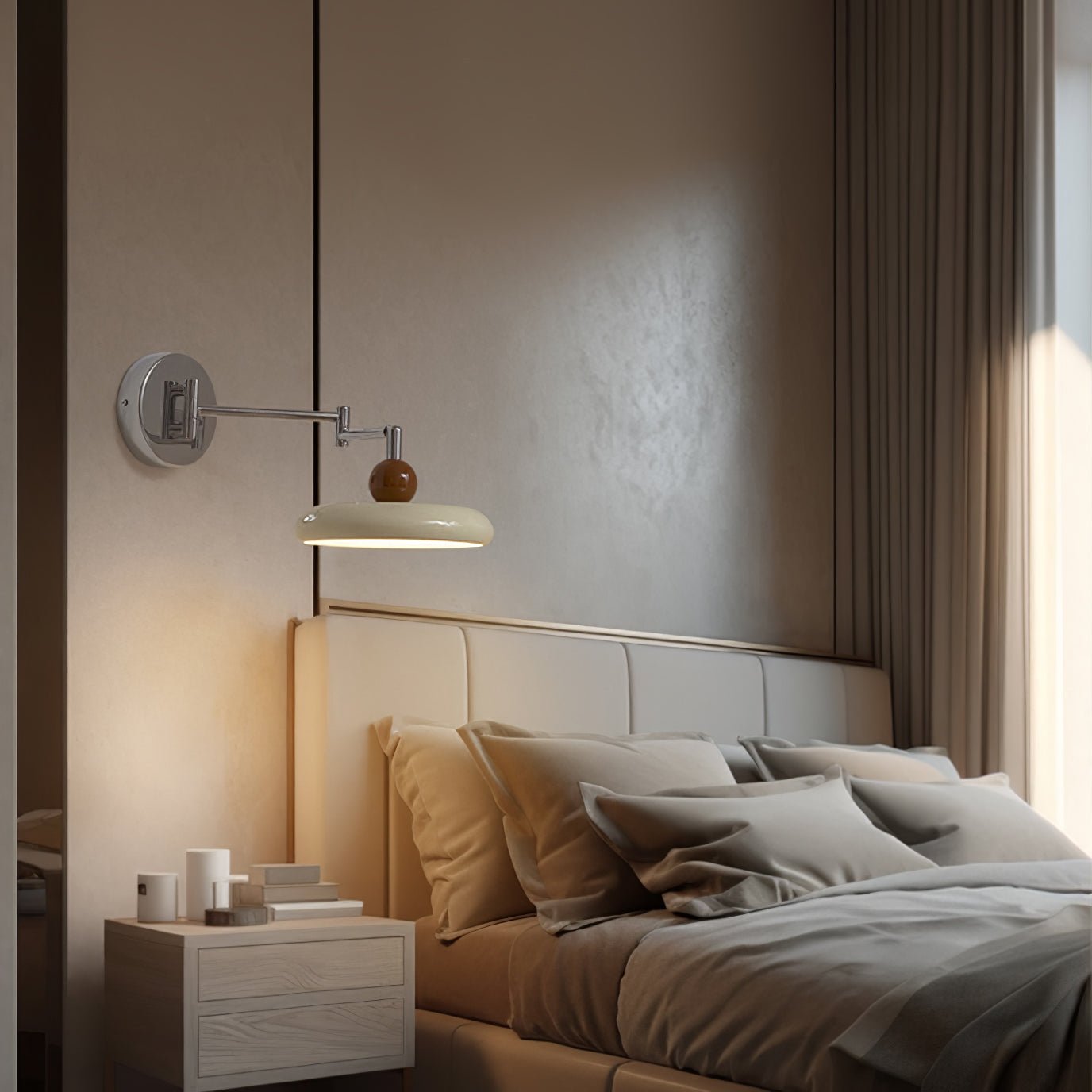 Swing Arm Wall Lamp | Metal & Acrylic, Integrated LED for Indoor Use, Warm to Cool Light Options