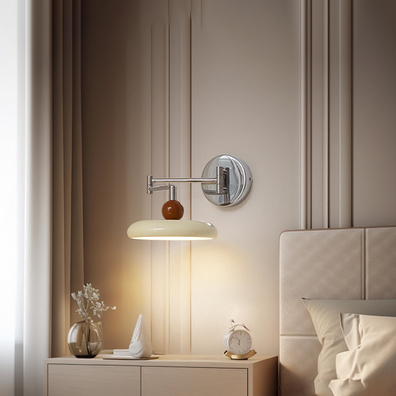 Swing Arm Wall Lamp | Metal & Acrylic, Integrated LED for Indoor Use, Warm to Cool Light Options