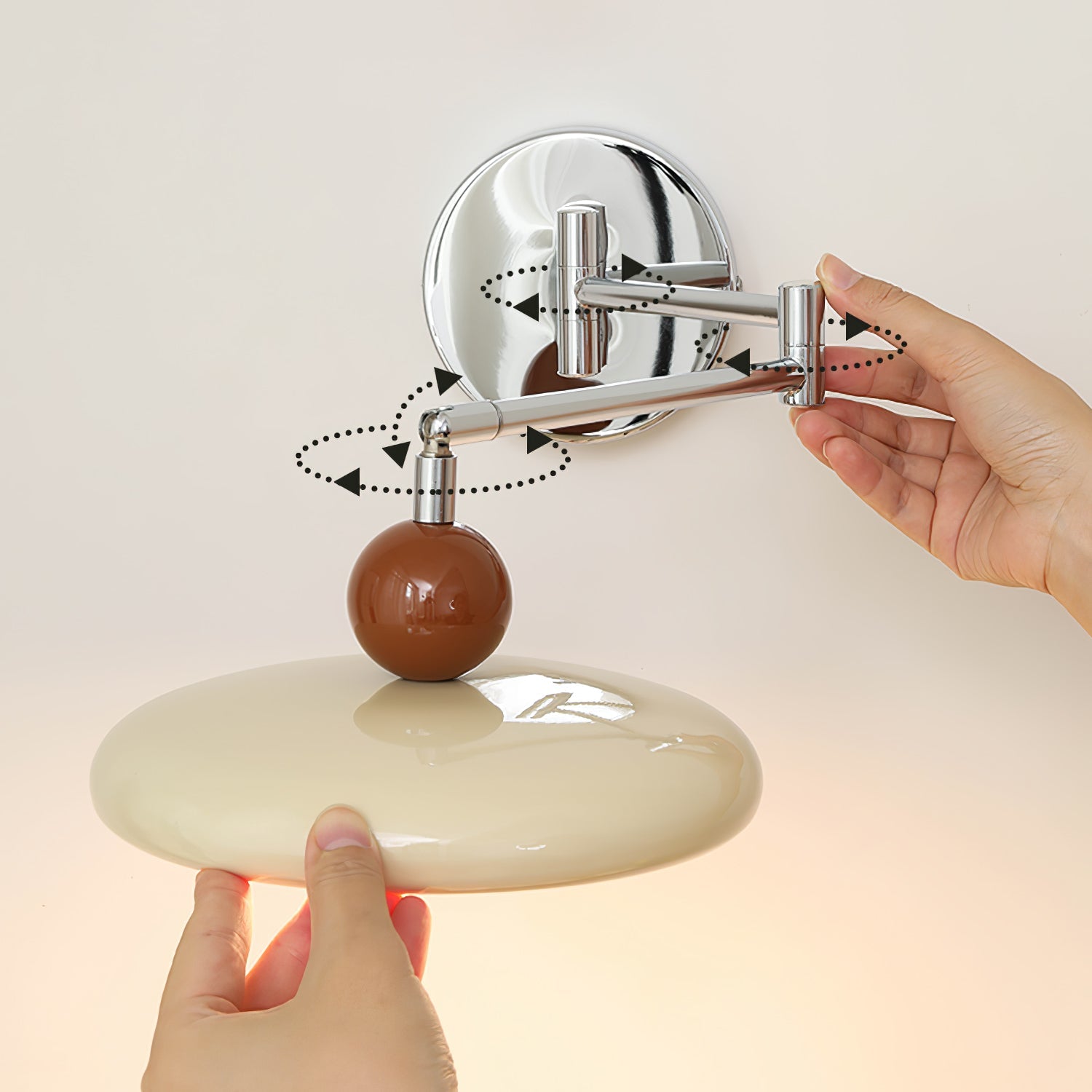 Swing Arm Wall Lamp | Metal & Acrylic, Integrated LED for Indoor Use, Warm to Cool Light Options