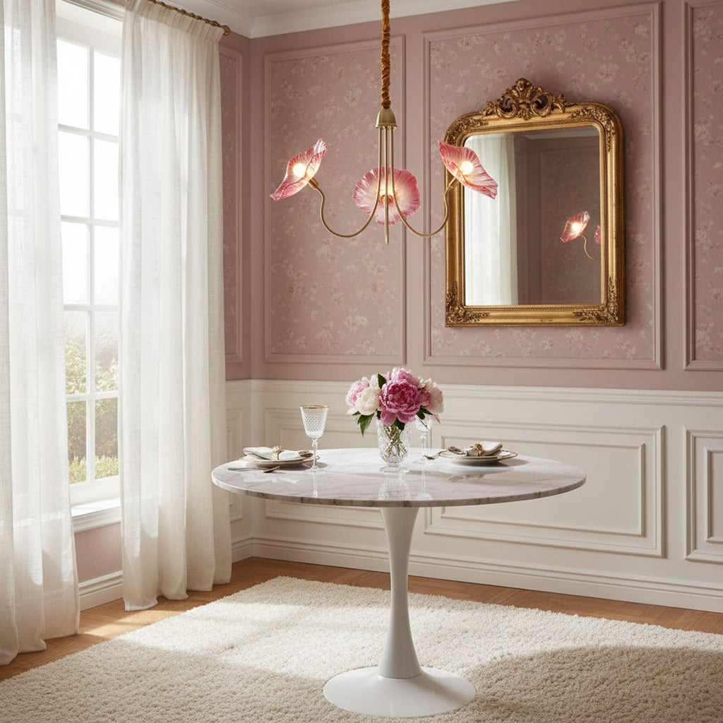 Lotus Leaf Glass Chandelier | Frosted Glass, Gold Finish & Ideal for Indoor Lighting