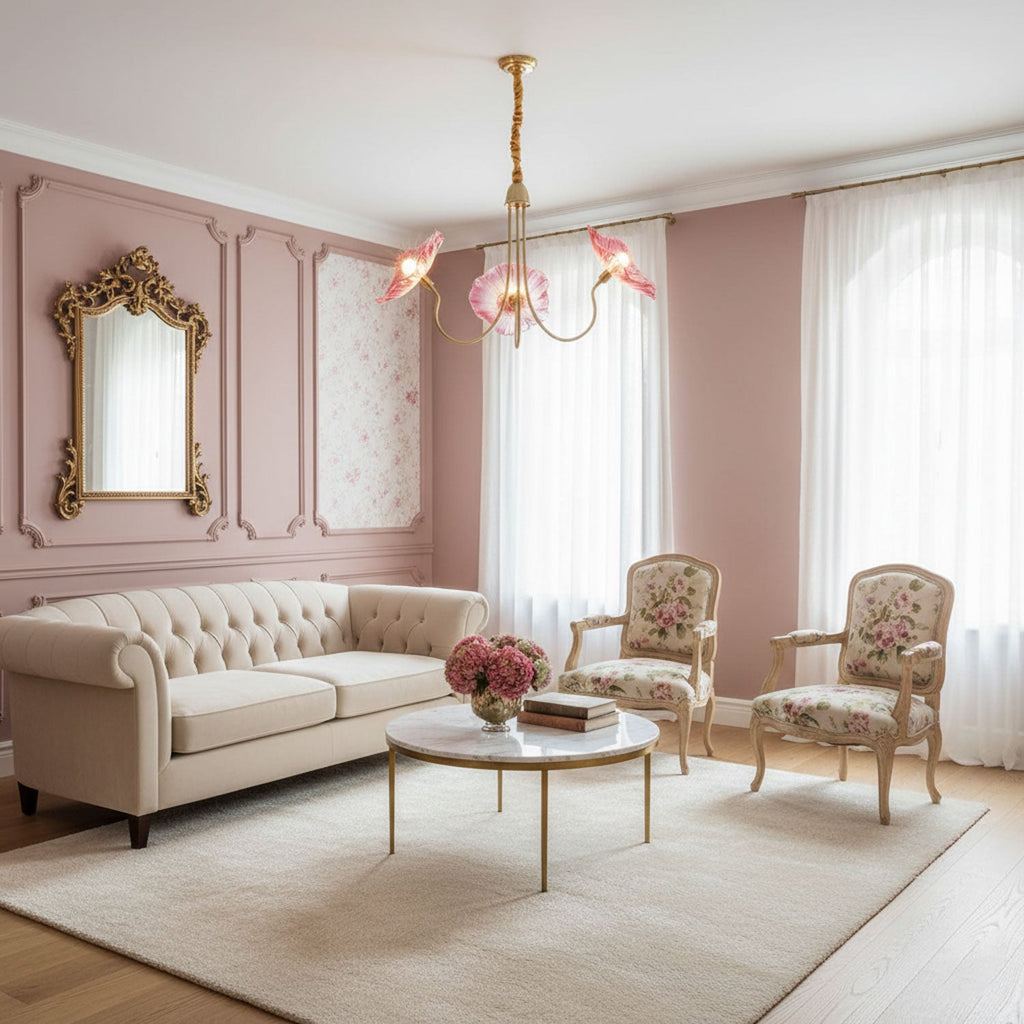 Lotus Leaf Glass Chandelier | Frosted Glass, Gold Finish & Ideal for Indoor Lighting