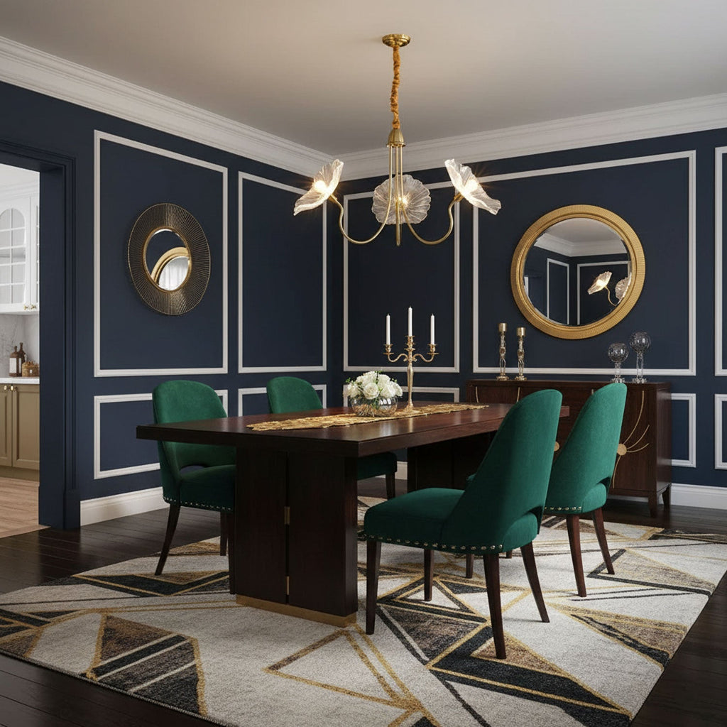 Lotus Leaf Glass Chandelier | Frosted Glass, Gold Finish & Ideal for Indoor Lighting