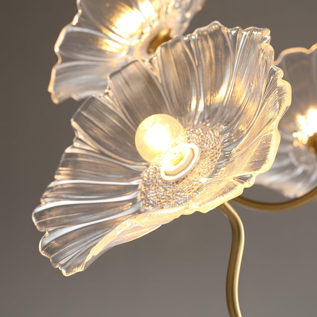 Lotus Leaf Glass Chandelier | Frosted Glass, Gold Finish & Ideal for Indoor Lighting