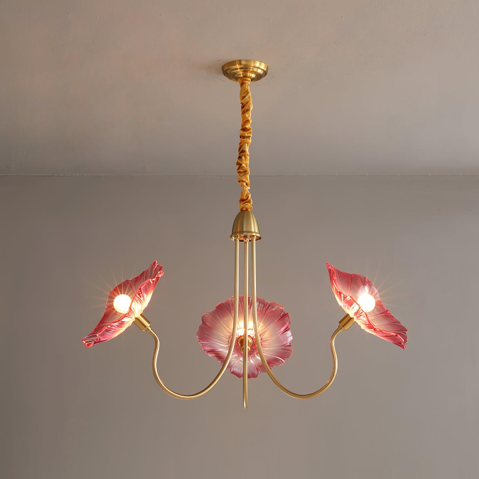 Lotus Leaf Glass Chandelier | Frosted Glass, Gold Finish & Ideal for Indoor Lighting