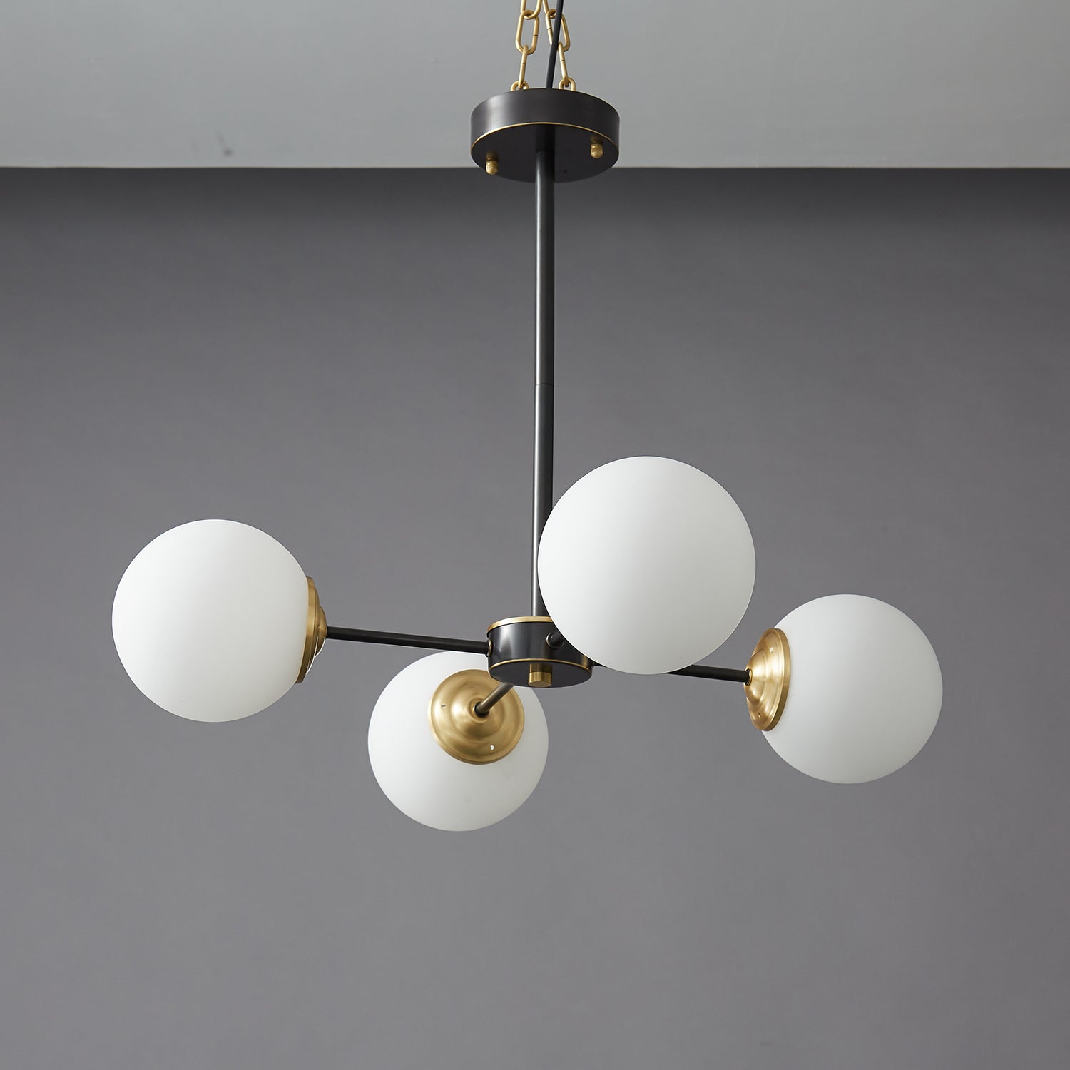 Modern Brass Orb Chandelier | Frosted Glass, 6-8 Lights & Ideal for Dining Rooms and Living Areas