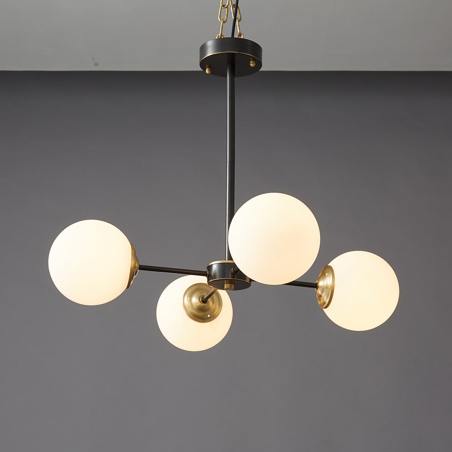 Modern Brass Orb Chandelier | Frosted Glass, 6-8 Lights & Ideal for Dining Rooms and Living Areas