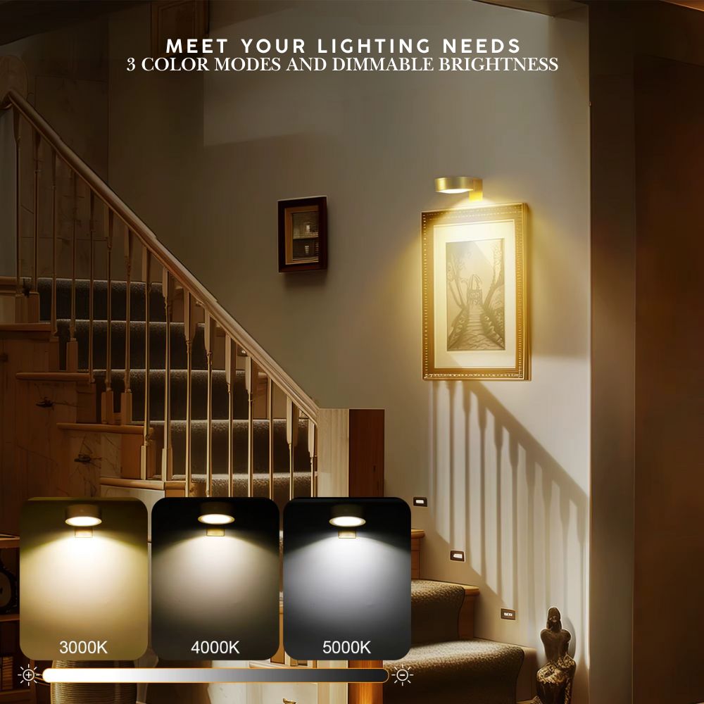 Wireless LED Lighting Trio – Adjustable 80 Lumen Art & Accent Lights with Remote Control, 3 Color Temperatures