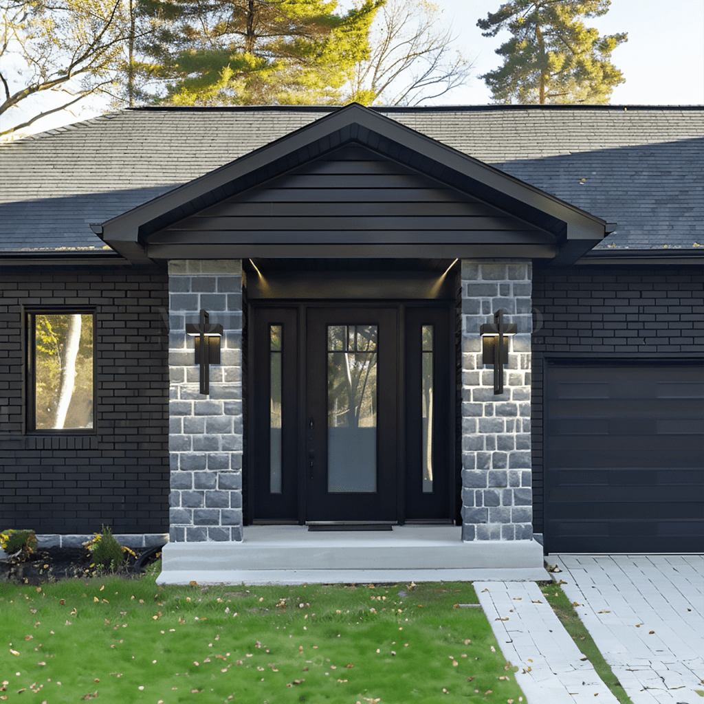 Modern Outdoor Wall Sconce – Minimalist Black Metal LED Light for Porch, Patio & Entryway