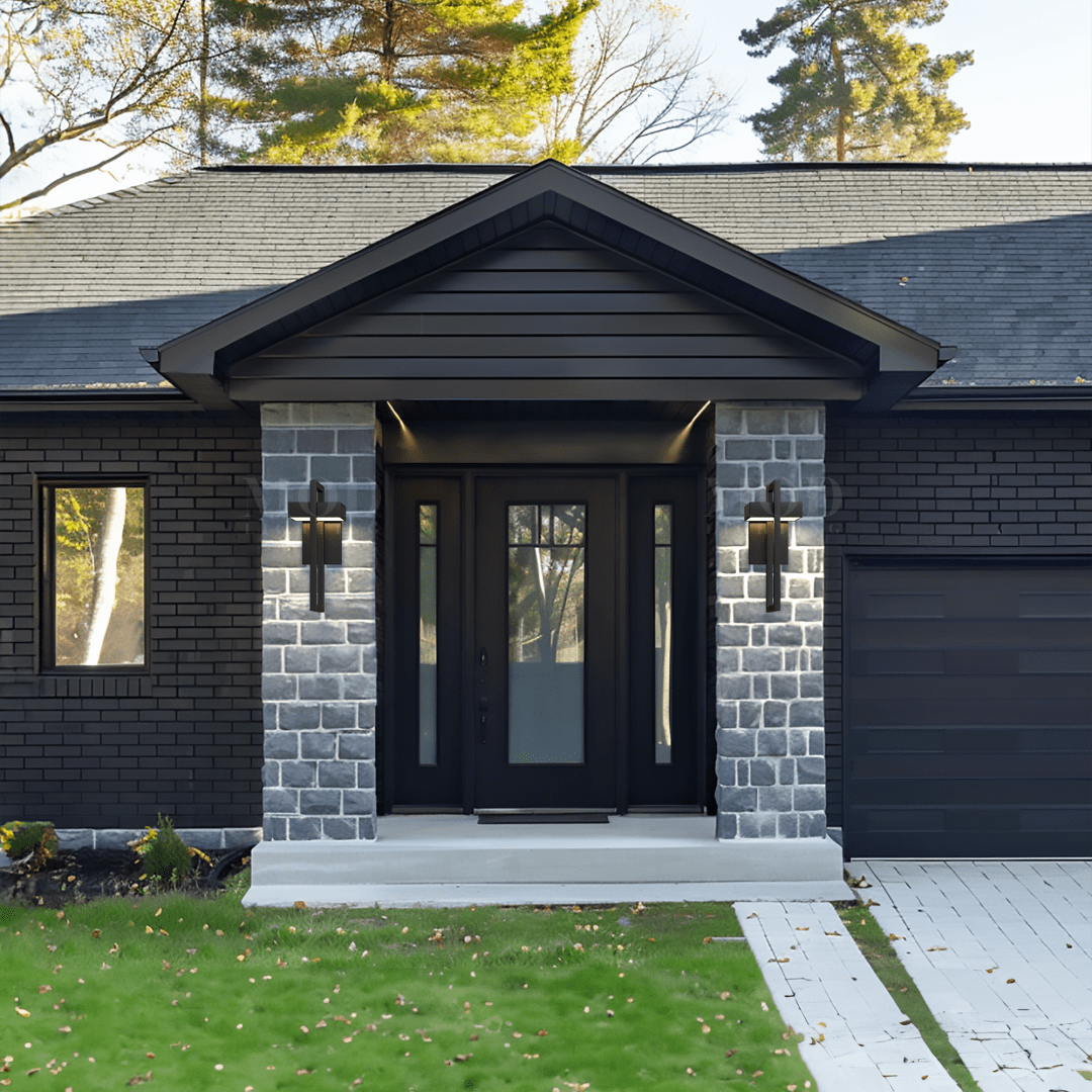 Modern Outdoor Wall Sconce – Minimalist Black Metal LED Light for Porch, Patio & Entryway