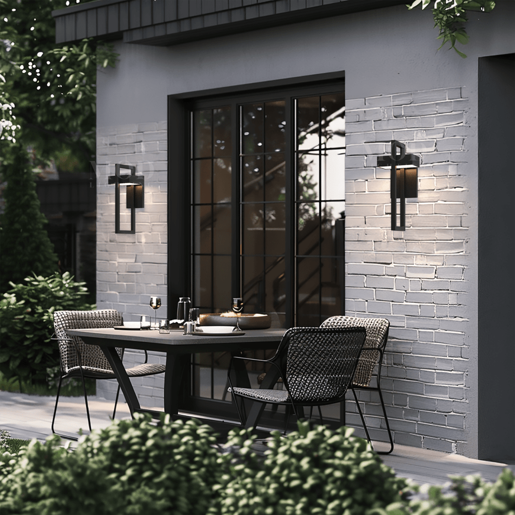Modern Outdoor Wall Sconce – Minimalist Black Metal LED Light for Porch, Patio & Entryway
