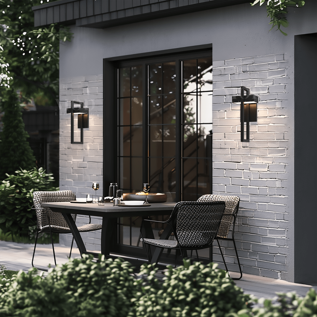 Modern Outdoor Wall Sconce – Minimalist Black Metal LED Light for Porch, Patio & Entryway