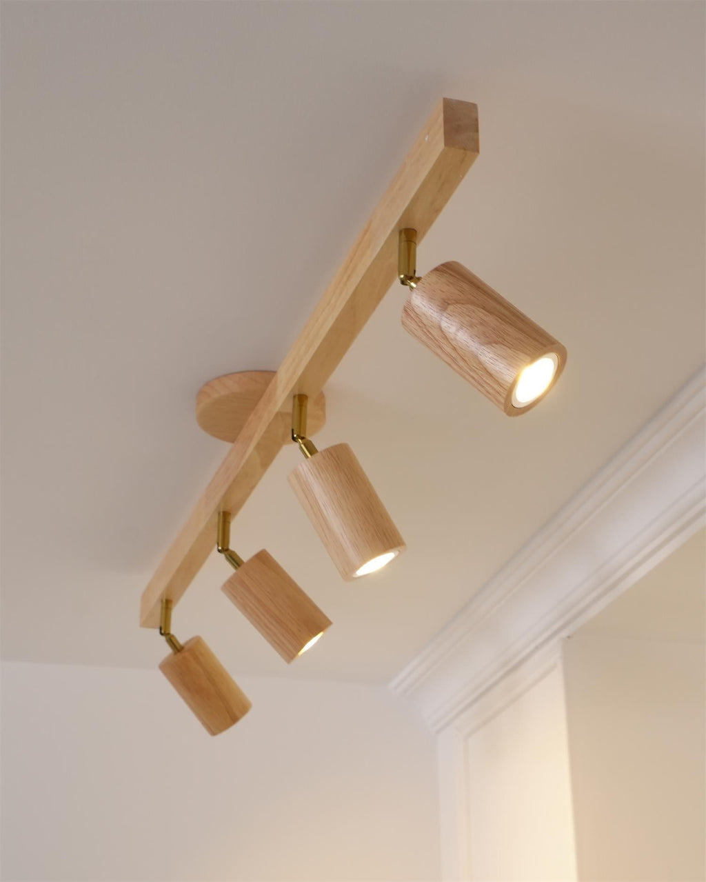 Wood Track Lighting Fixture - Adjustable LED Spotlight for Home, Kitchen, and Living Room