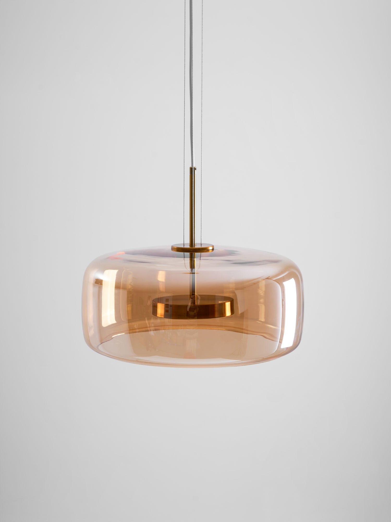 Glass Pendant Lamp | Hand-Blown Smoked Dome with Metal Accents for Modern Home Decor