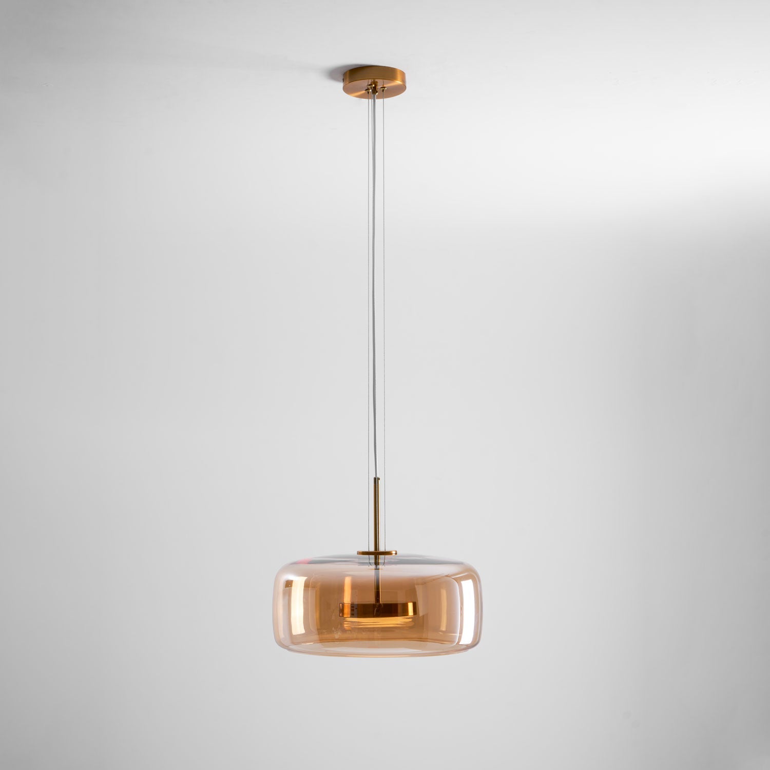 Glass Pendant Lamp | Hand-Blown Smoked Dome with Metal Accents for Modern Home Decor