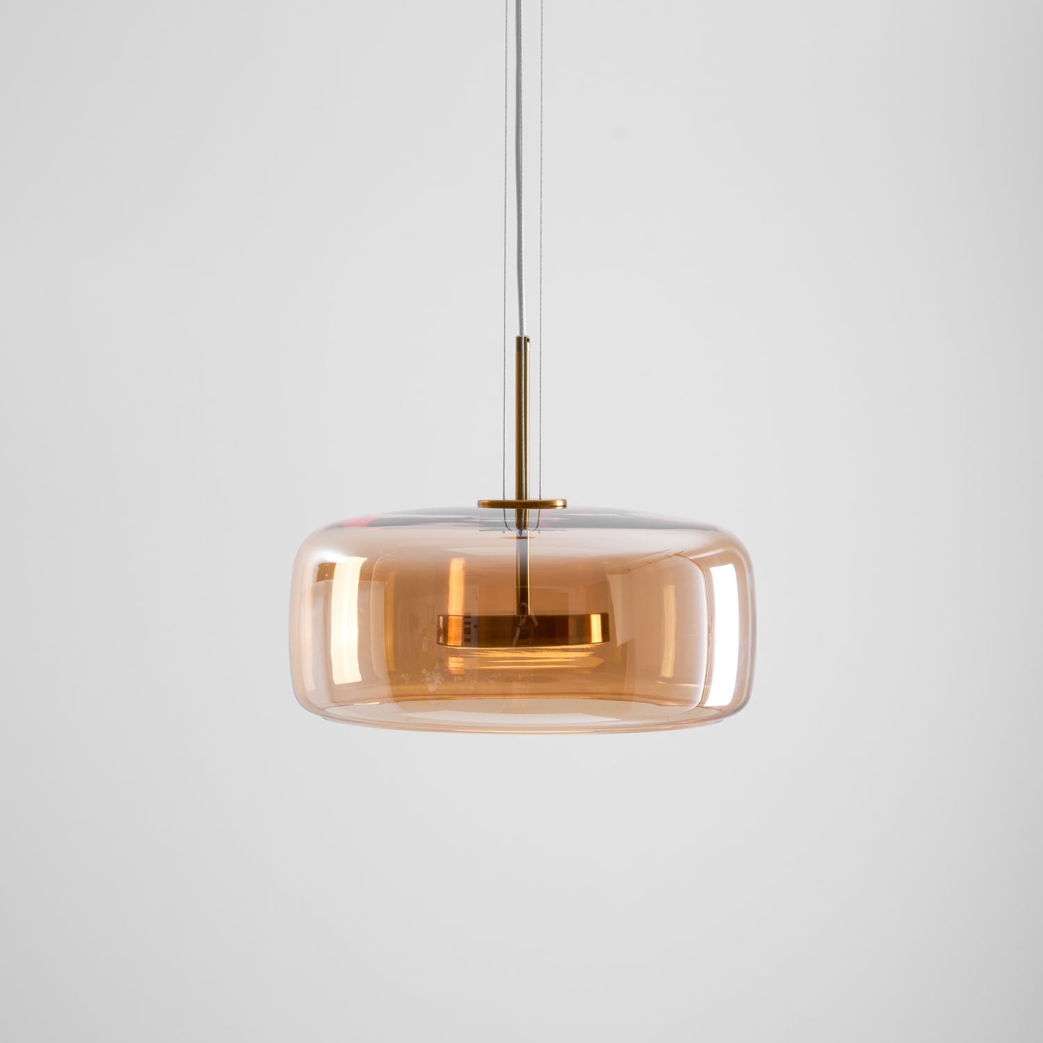 Glass Pendant Lamp | Hand-Blown Smoked Dome with Metal Accents for Modern Home Decor