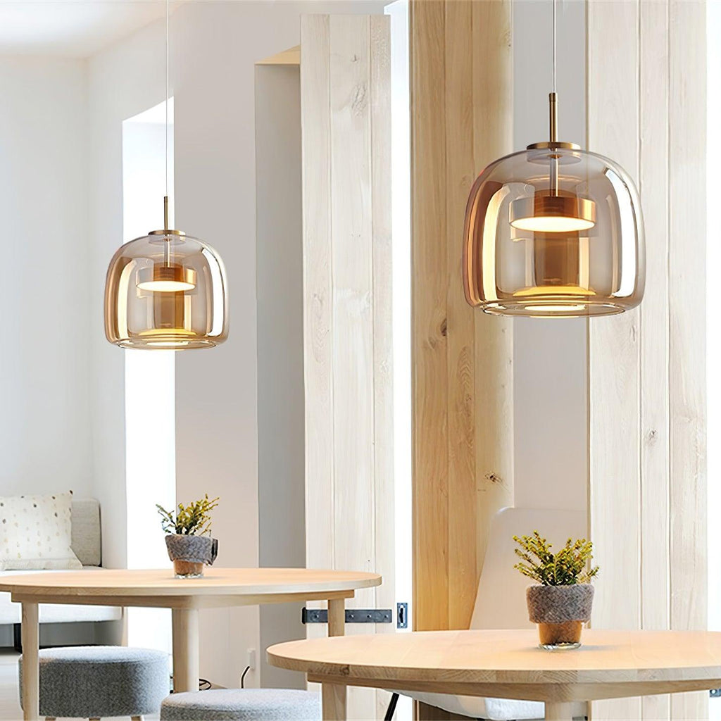 Metro Sphere Glass Pendant Lamp - Modern Hanging Light Fixture for Kitchen Island & Dining Room