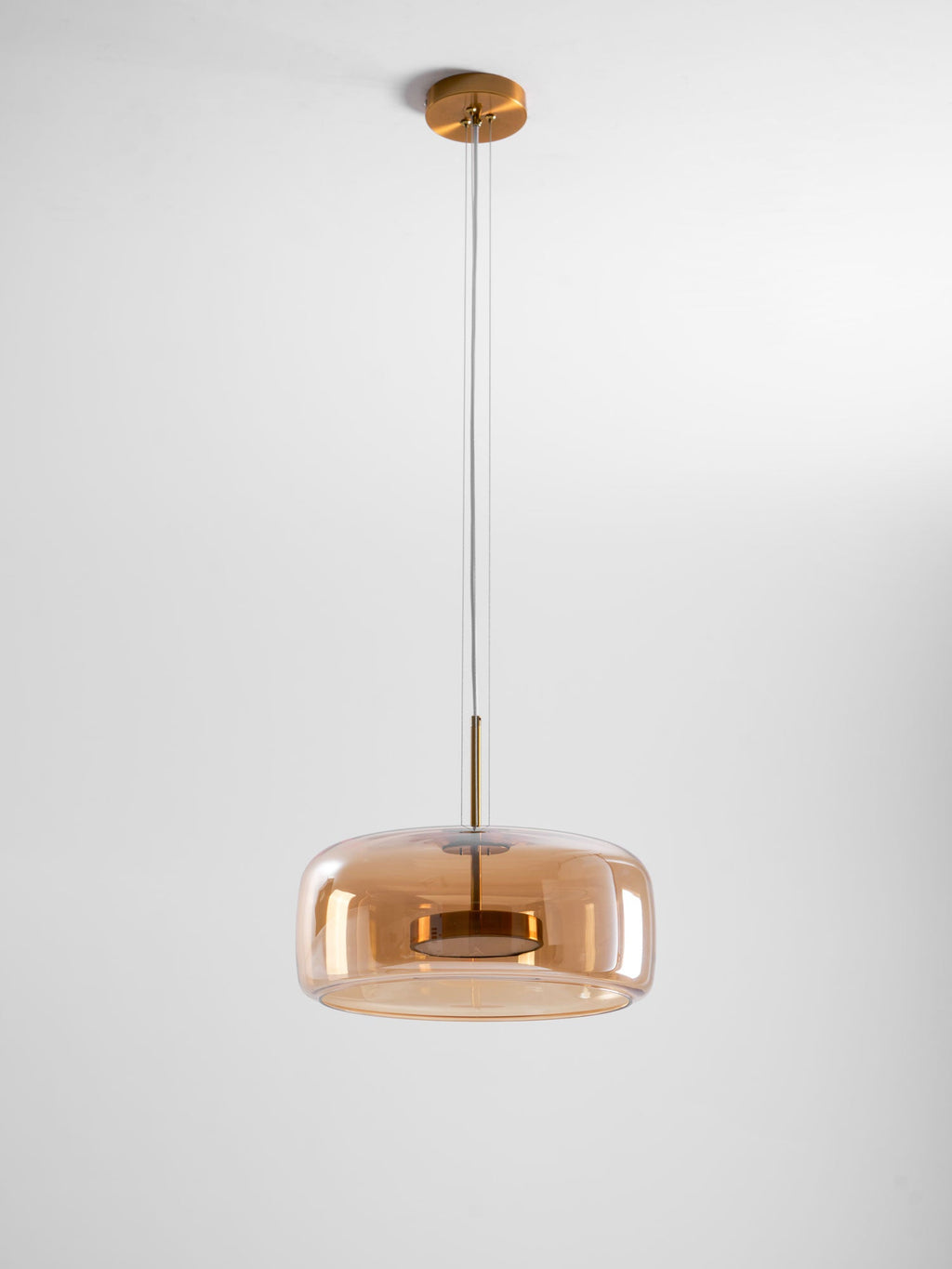 Glass Pendant Lamp | Hand-Blown Smoked Dome with Metal Accents for Modern Home Decor