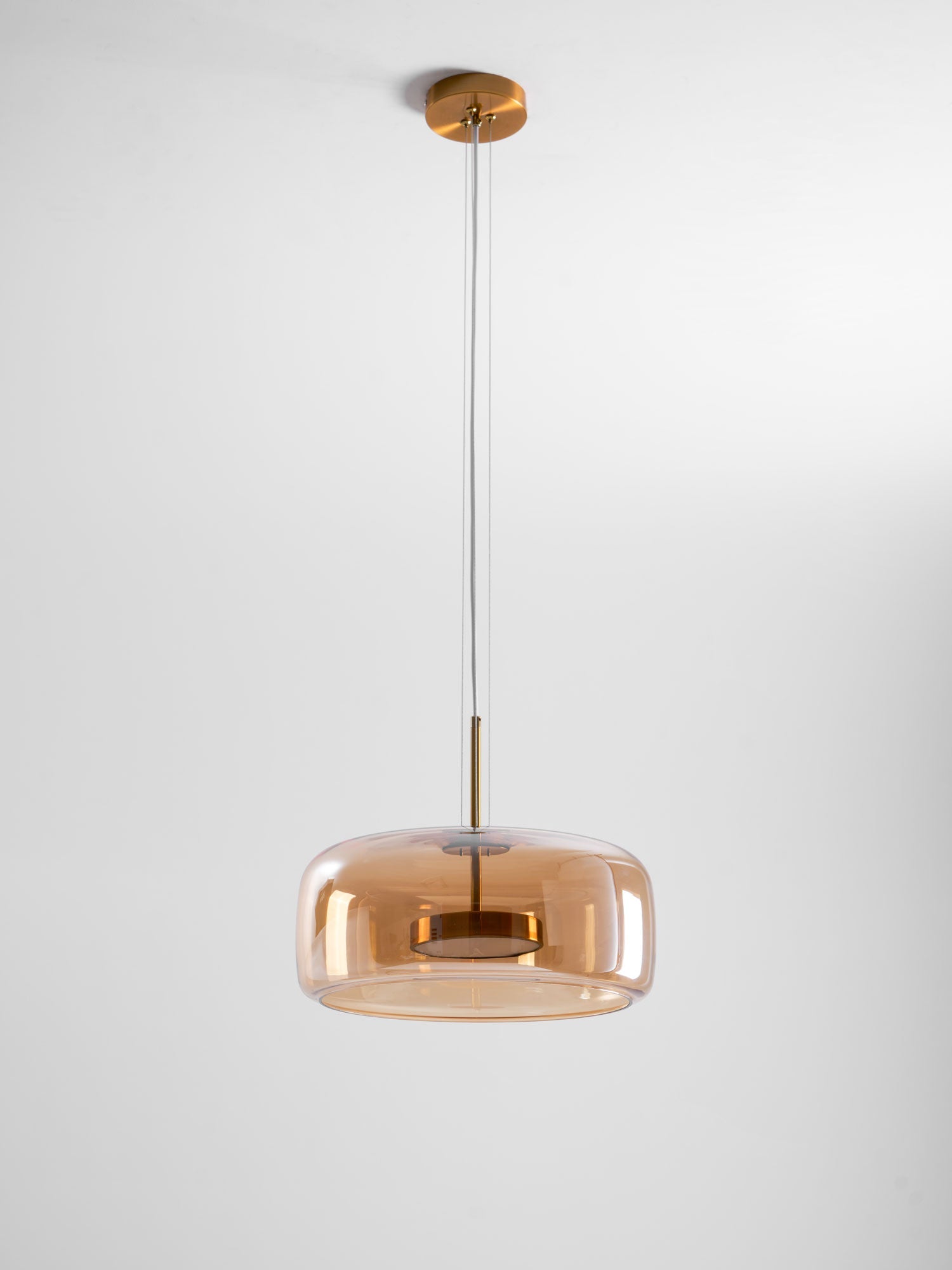 Glass Pendant Lamp | Hand-Blown Smoked Dome with Metal Accents for Modern Home Decor