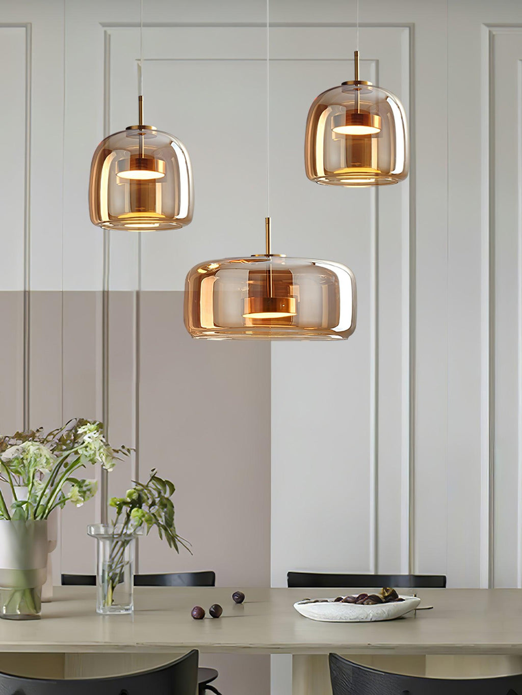 Metro Sphere Glass Pendant Lamp - Modern Hanging Light Fixture for Kitchen Island & Dining Room