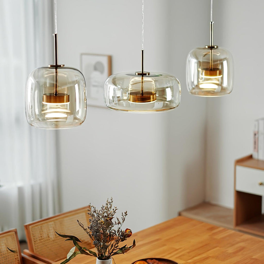 Metro Sphere Glass Pendant Lamp - Modern Hanging Light Fixture for Kitchen Island & Dining Room