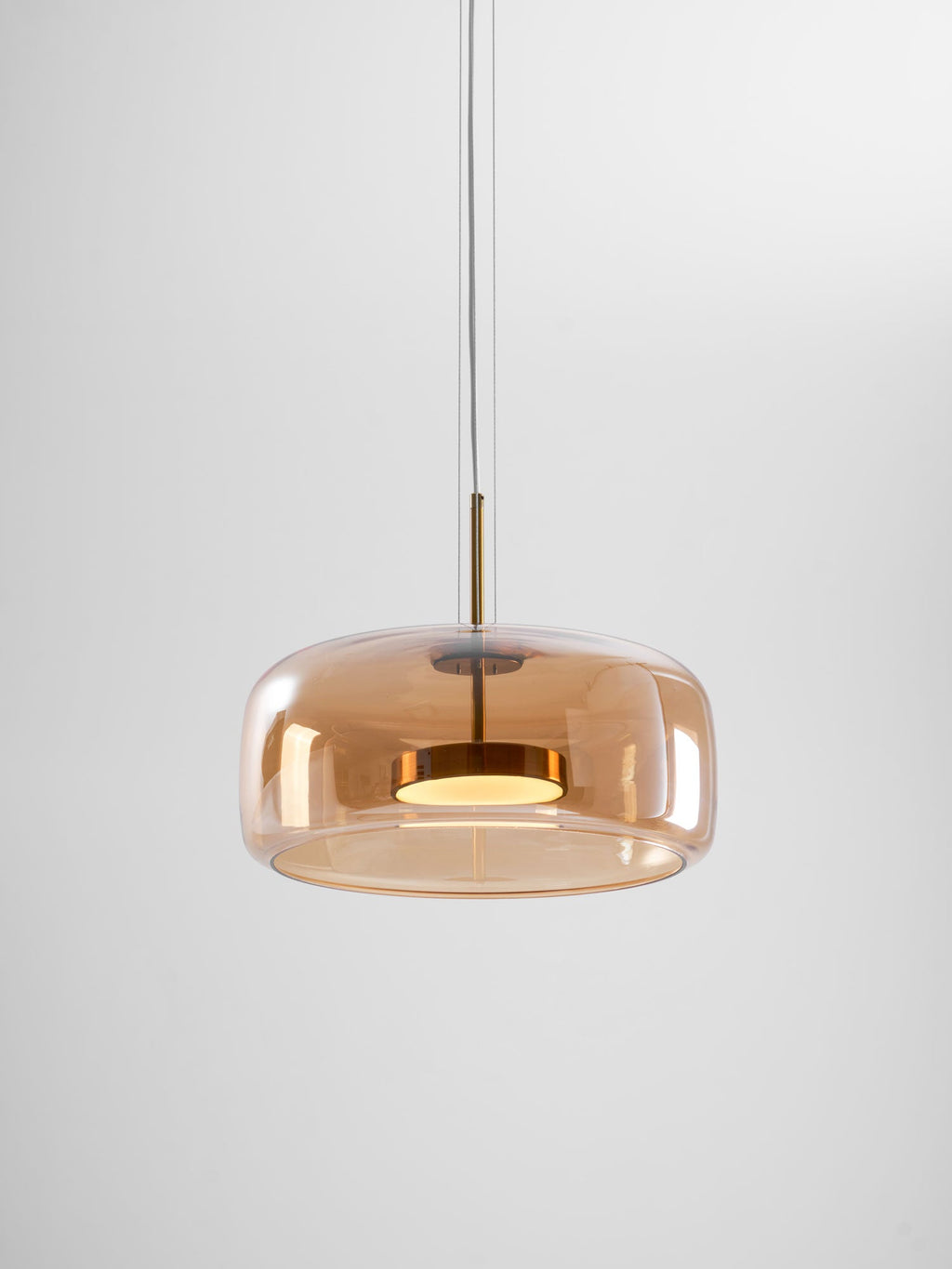 Glass Pendant Lamp | Hand-Blown Smoked Dome with Metal Accents for Modern Home Decor