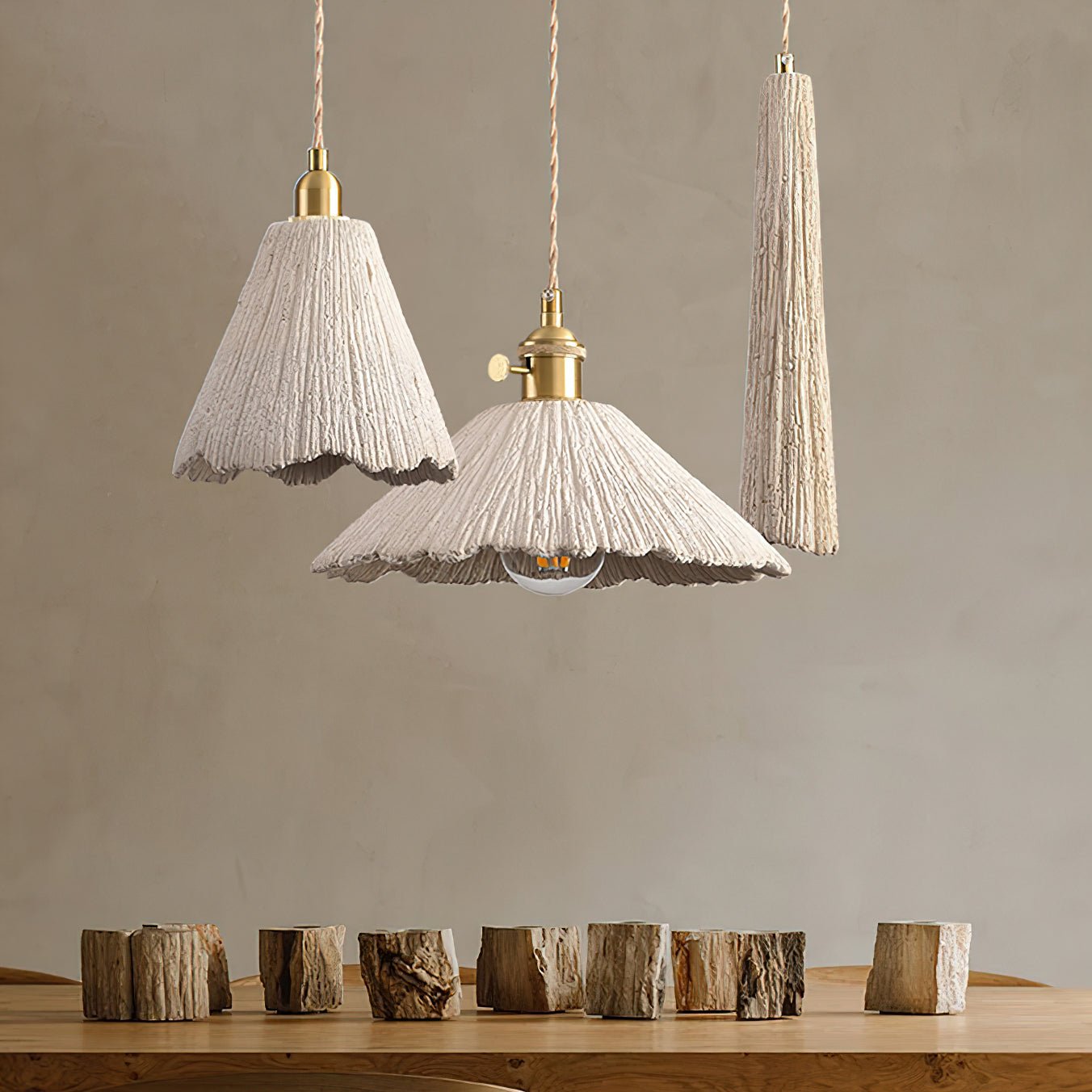 Microcement Pendant Lamp | Gray Cement Finish, Adjustable Height & Ideal for Modern Indoor Spaces