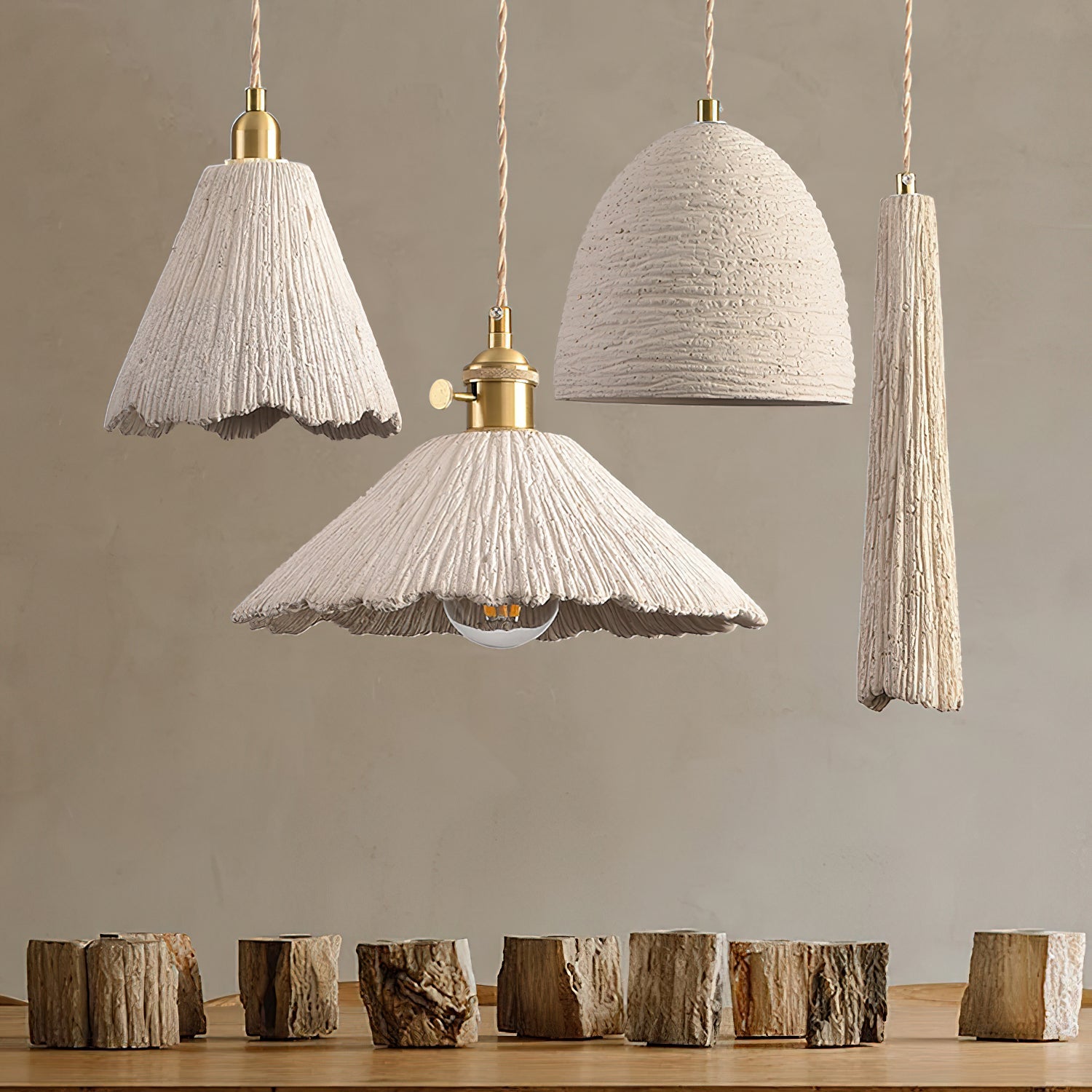 Microcement Pendant Lamp | Gray Cement Finish, Adjustable Height & Ideal for Modern Indoor Spaces