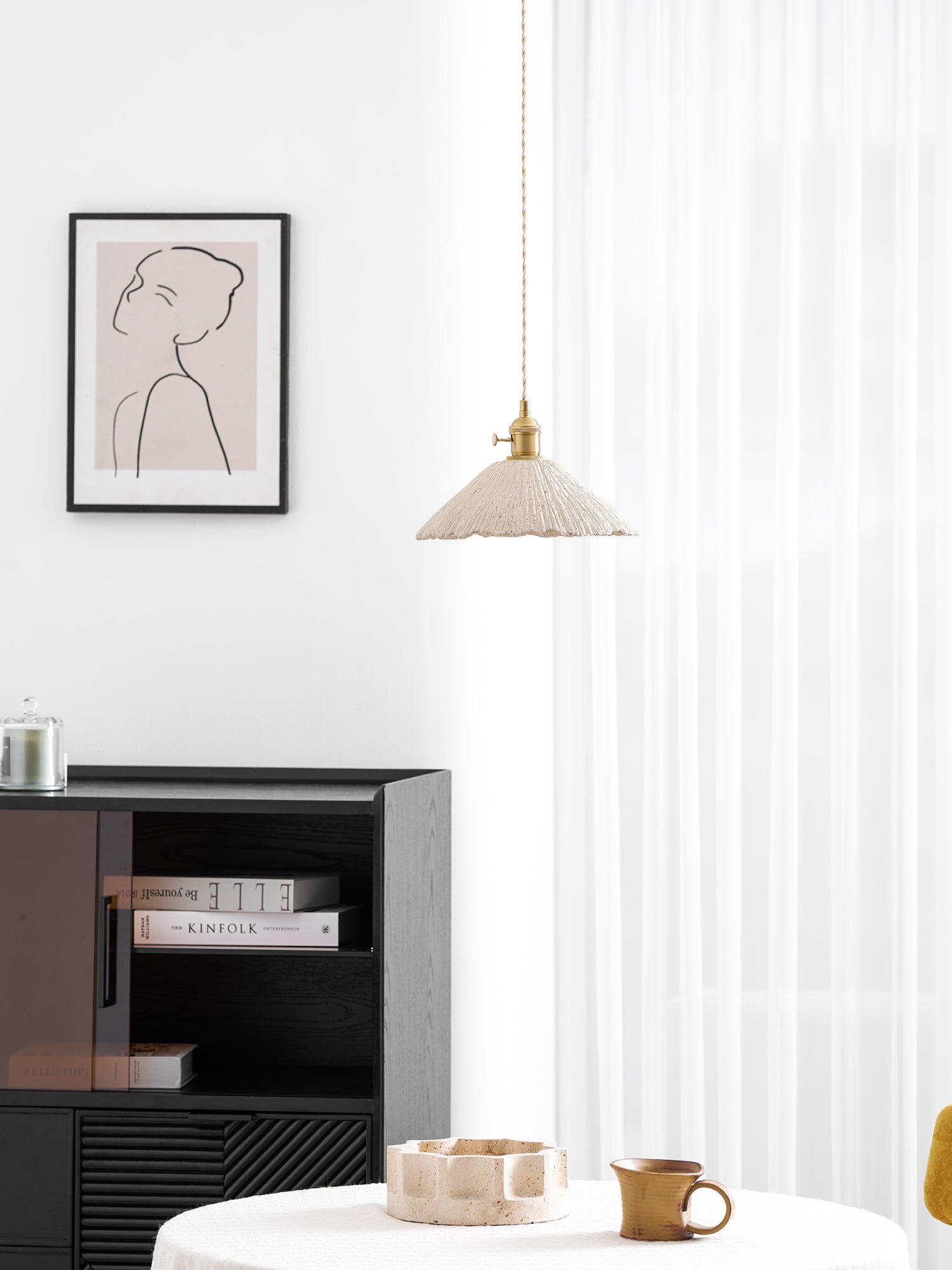 Microcement Pendant Lamp | Gray Cement Finish, Adjustable Height & Ideal for Modern Indoor Spaces