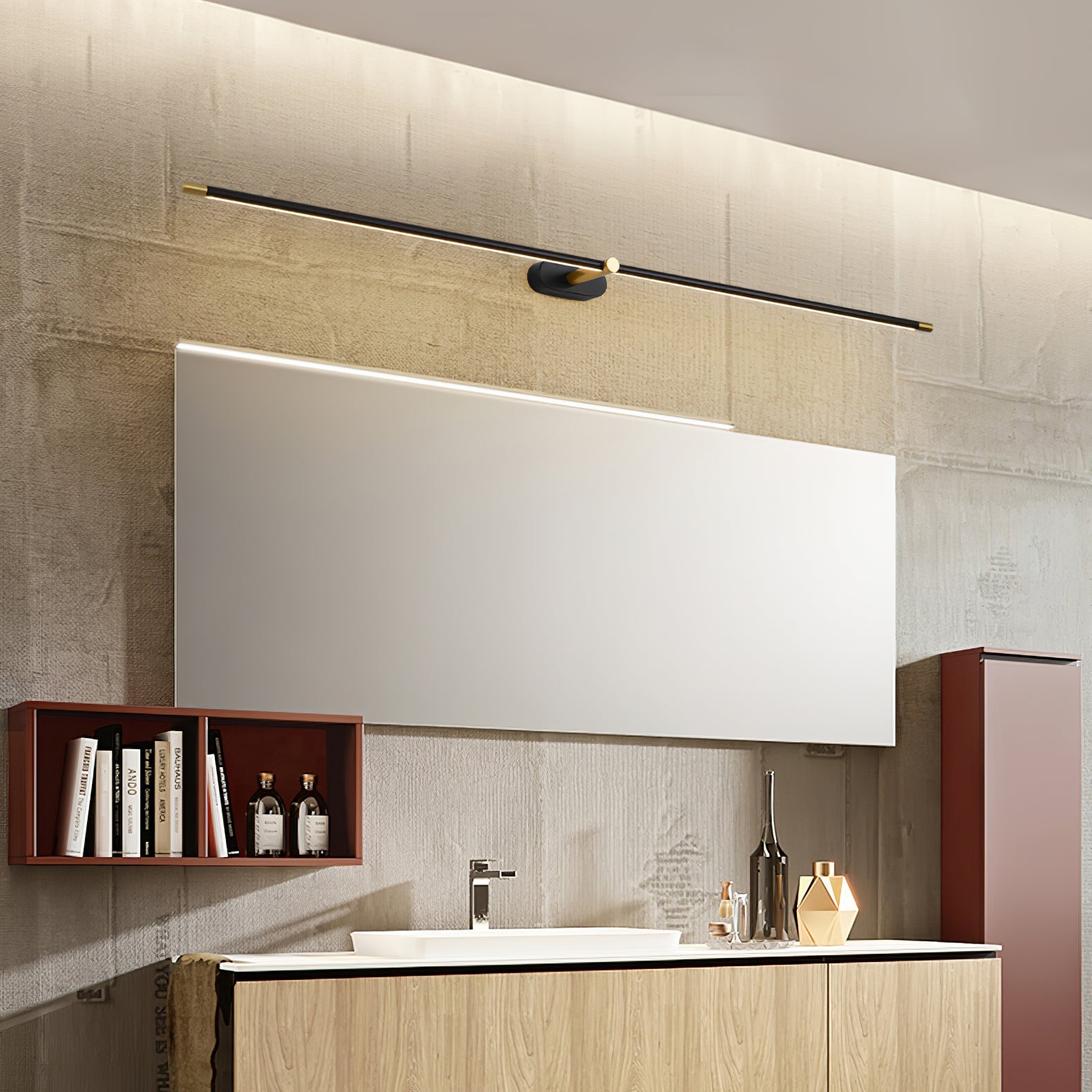 Minimalist Linear Rechargeable Wall Lamp | Touch Sensor, USB Charging & Ideal for Bathrooms and Vanity Mirrors