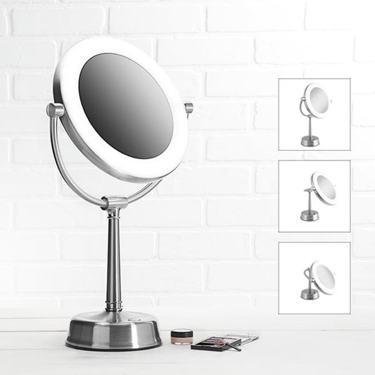 Cosmetic Mirror with LED Lights - Adjustable Brightness & Magnification - Ideal for Makeup & Grooming - Home Vanity