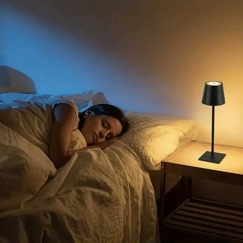 Modern Rechargeable LED Table Lamp – Wireless Touch Control Light with 10 Colors, 5200mAh Battery, IP65 Waterproof for Indoor & Outdoor Use