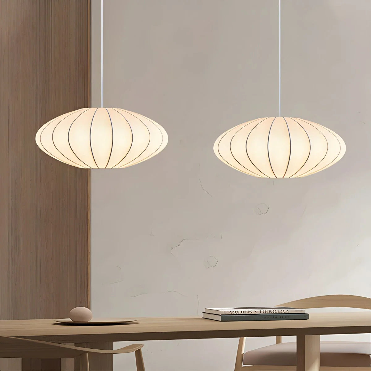 Vintage LED Silk Lantern Pendant Light | Adjustable Height, Sloped Ceiling Friendly & Ideal for Living Rooms and Dining Areas