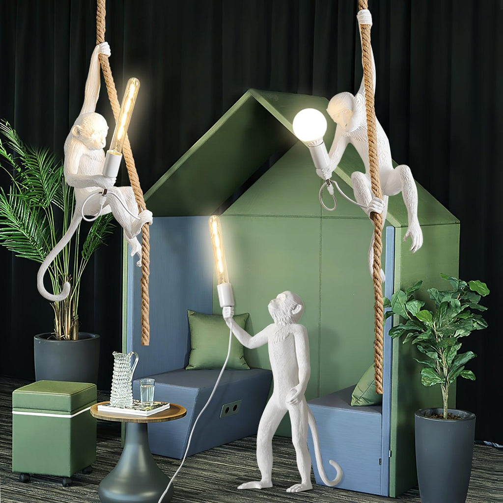Monkey Pendant Lamp | Glossy Resin, Indoor Use & Perfect for Ambient Lighting