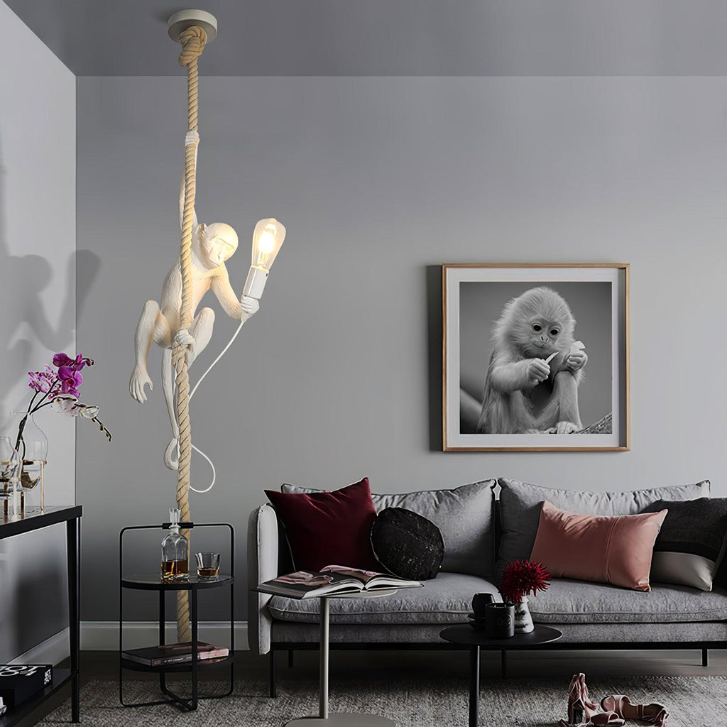 Monkey Pendant Lamp | Glossy Resin, Indoor Use & Perfect for Ambient Lighting