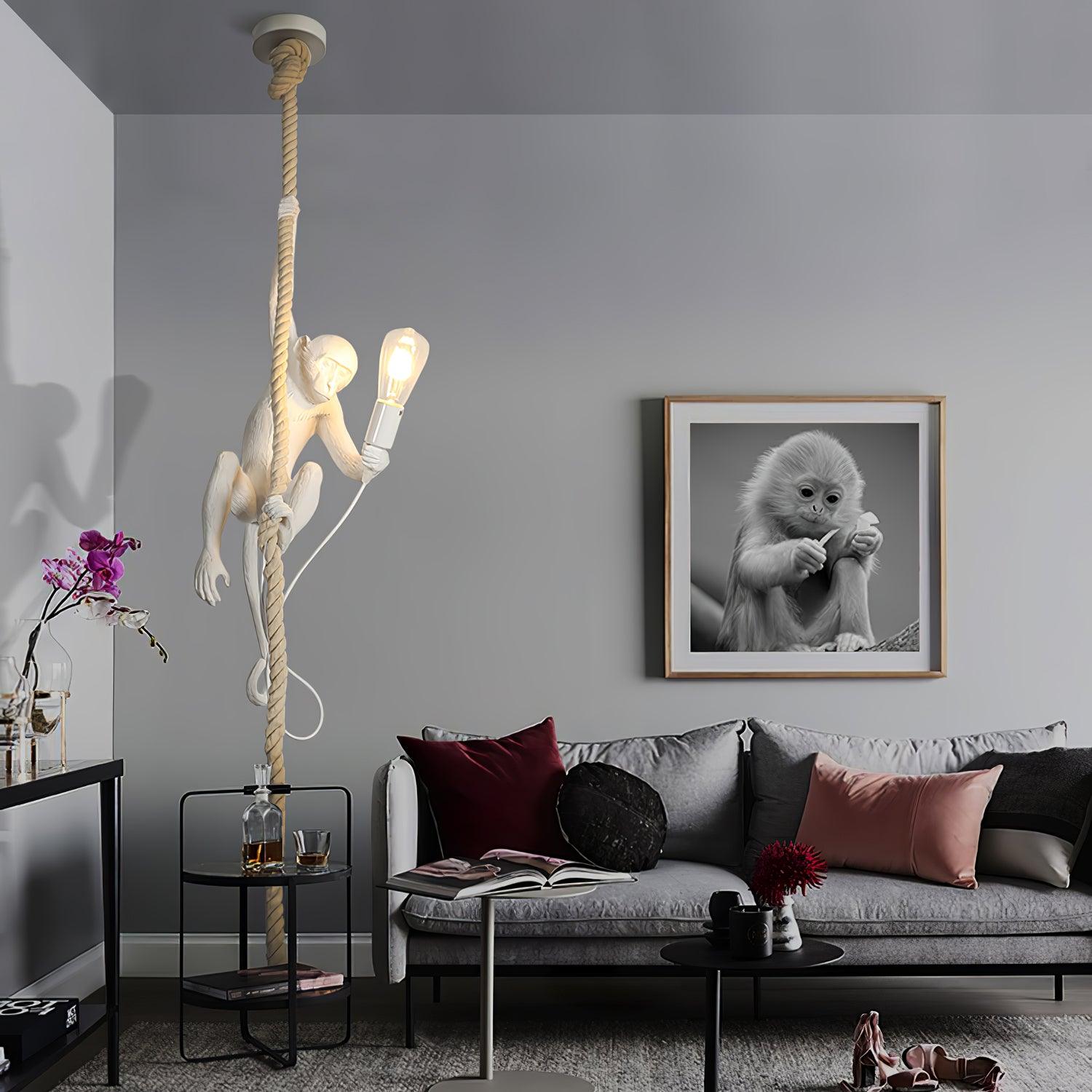 Monkey Pendant Lamp | Glossy Resin, Indoor Use & Perfect for Ambient Lighting