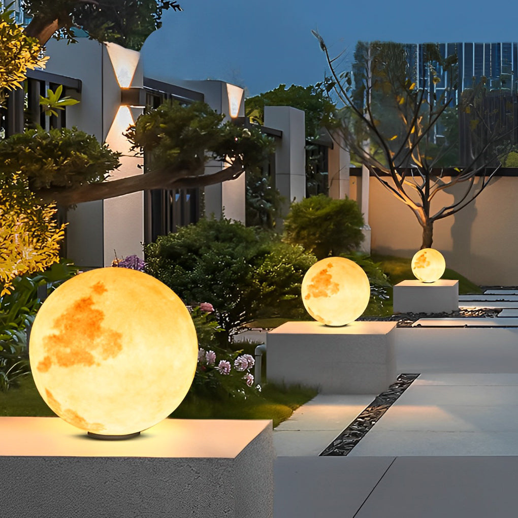 Moon-Shaped Outdoor Pier-Mount Accent Light Fixture for Pathways & Gardens