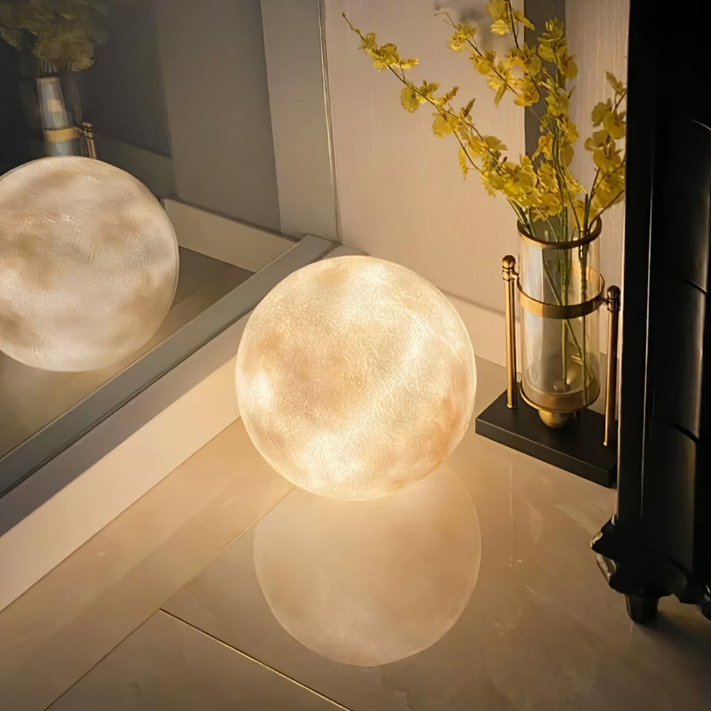Moon Table Lamp | LED, Warm & Cool Light Options for Nightstands and Desks