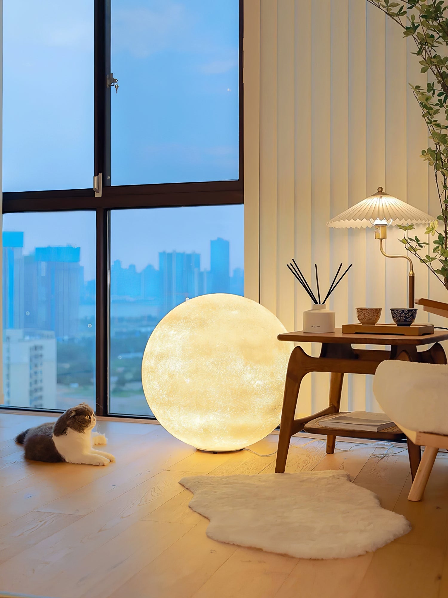 Moon Table Lamp | LED, Warm & Cool Light Options for Nightstands and Desks