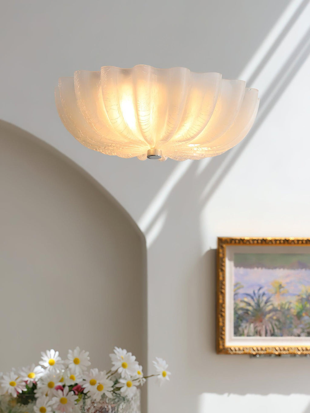 Murano Glass Flush Ceiling Light | Dimmable, Warm & Cool Light Options for Indoor Use