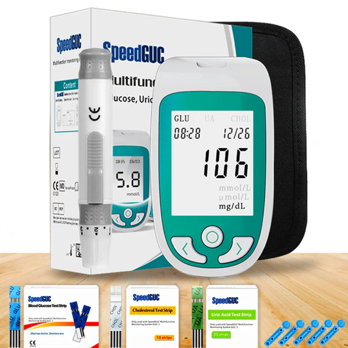 Non-Invasive Blood Glucose Meter | 3-in-1 Multifunctional Health Monitor with Adjustable Low-Pain Prick - Accurate & Gentle Blood Monitoring System